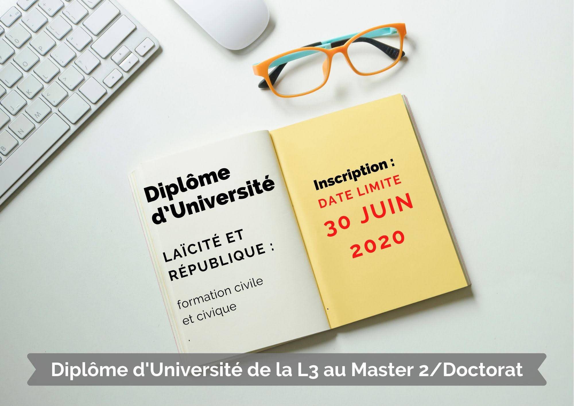 Message de l’Université de Savoie-Mont-Blanc concernant les modalités d’inscription au DU de formation civile et civique à Chambéry.