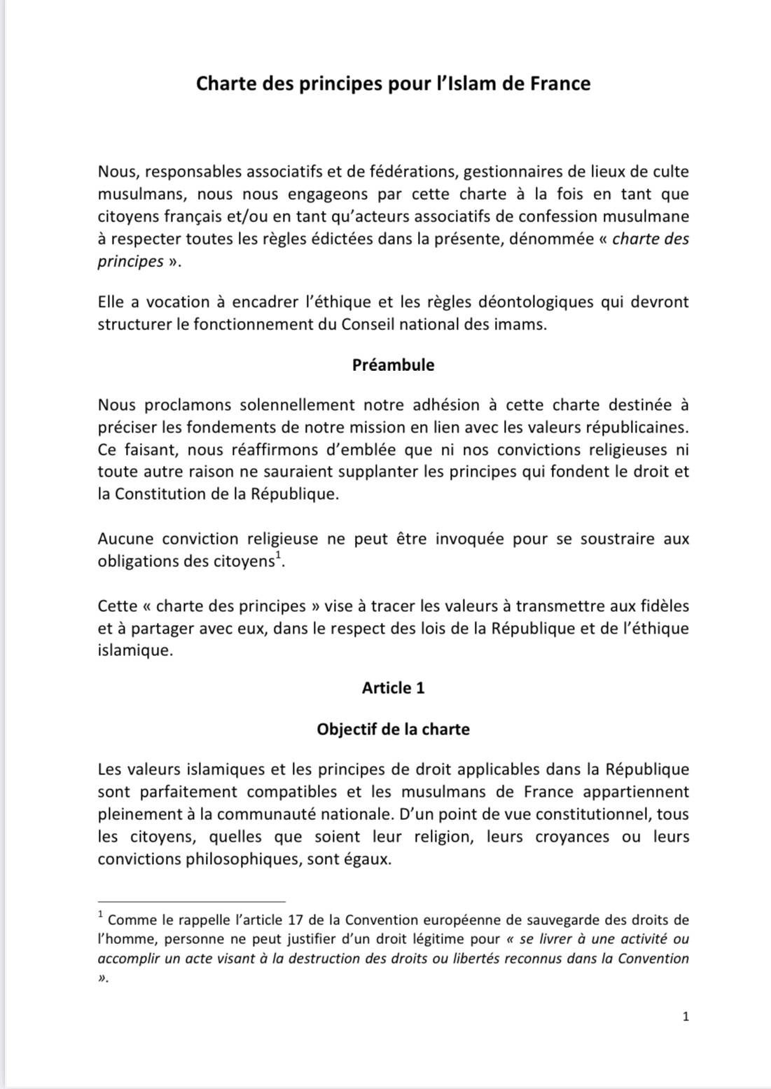 Présentation de la charte des principes pour l’islam de France au président de la République